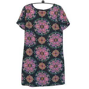 J.Crew Women 2 Medallion Kaleidoscope Print Shift Dress Short Sleeve  boho print
